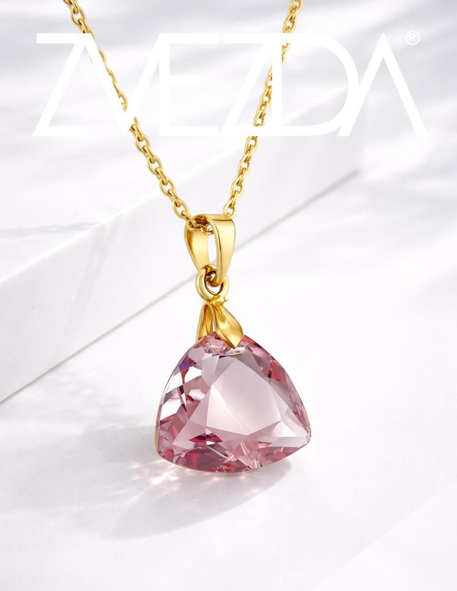 Aretes y collar triangular Aurore 18 k cristal 2