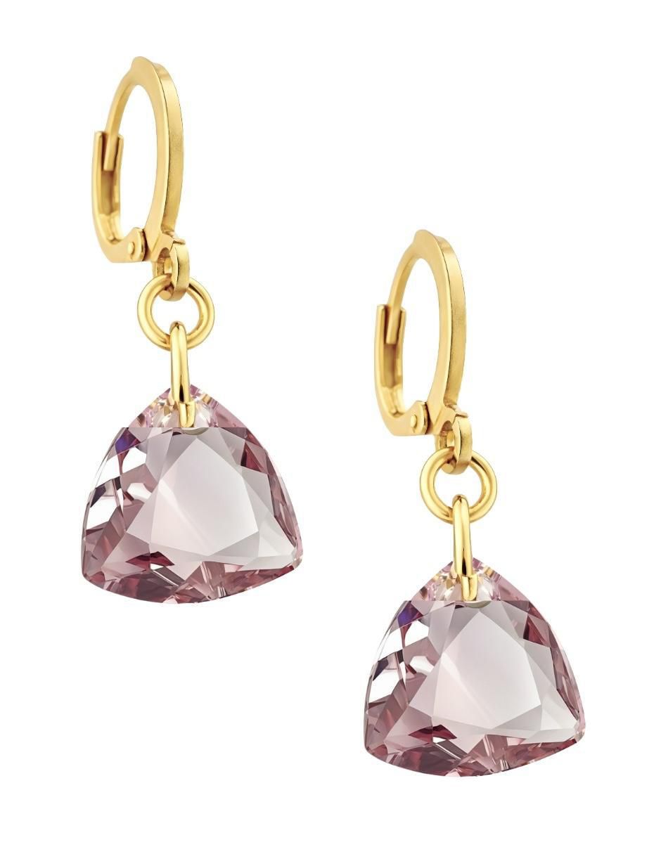 Aretes y collar triangular Aurore 18 k cristal 4