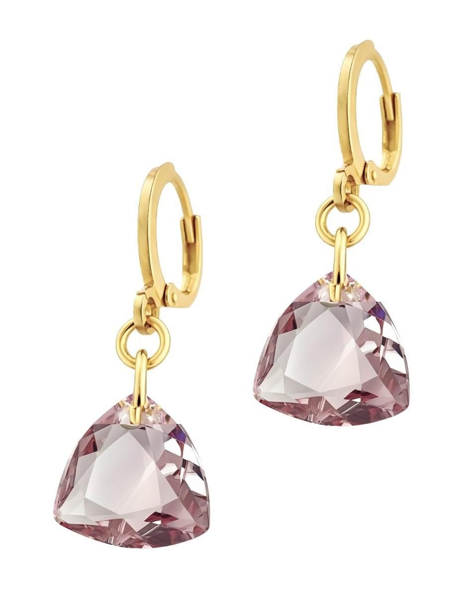 Aretes y collar triangular Aurore 18 k cristal 5