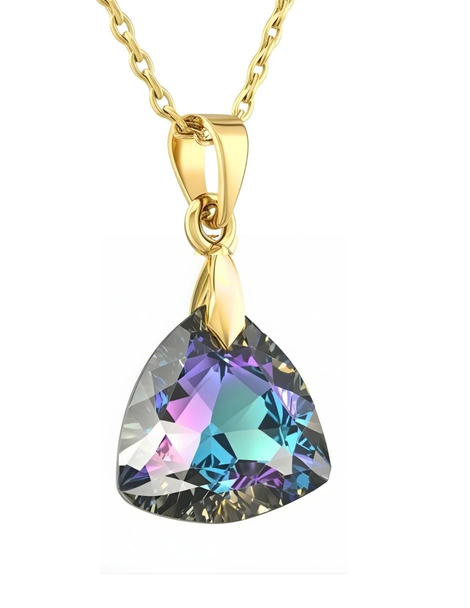 Aretes y collar triangular Aurore 18 k cristal 3