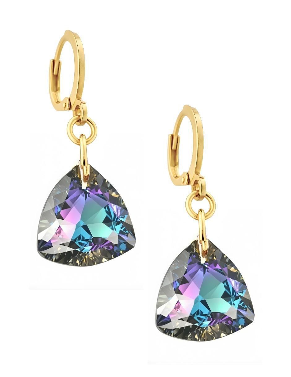 Aretes y collar triangular Aurore 18 k cristal 4