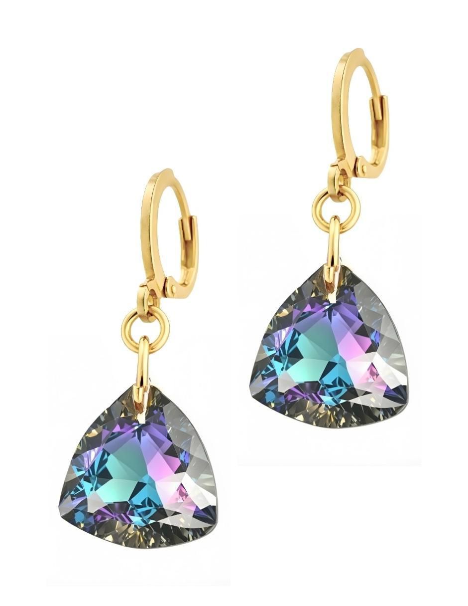Aretes y collar triangular Aurore 18 k cristal 5
