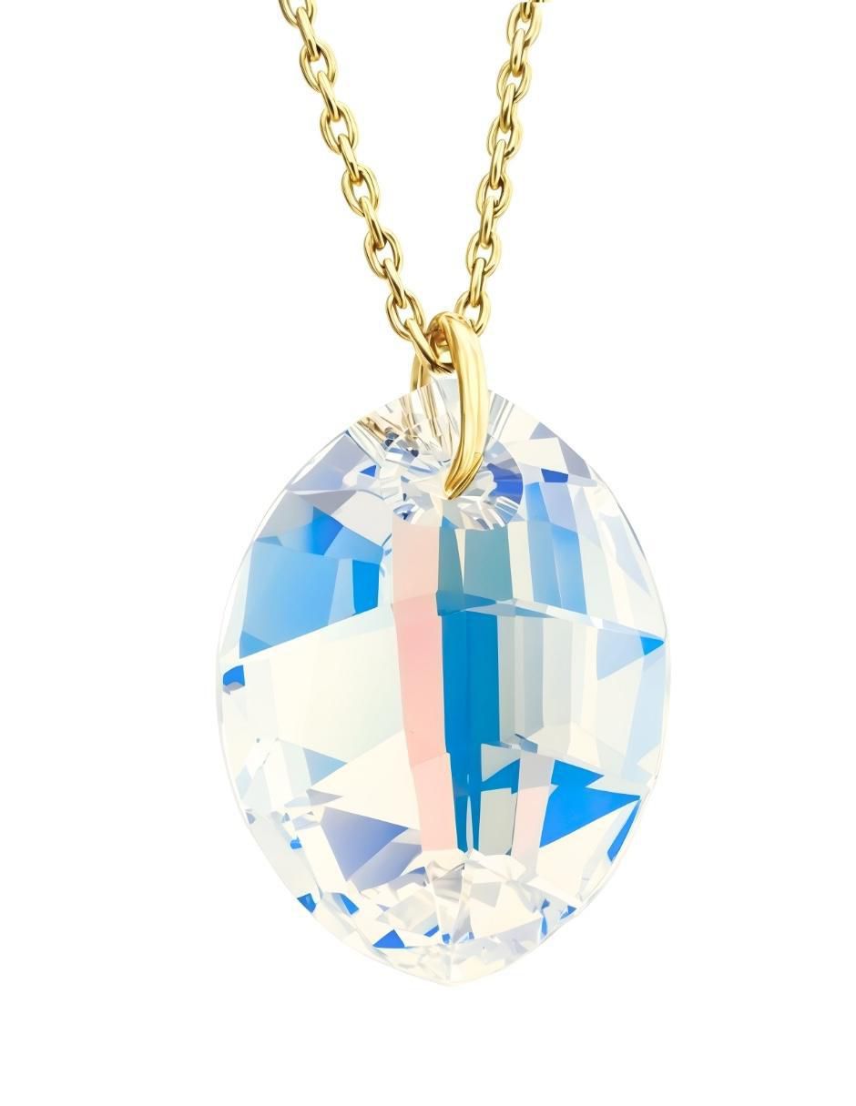 Aretes y collar ovalado Aurore 18 k cristal 3