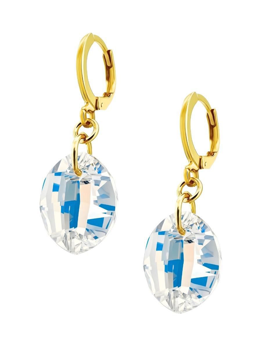 Aretes y collar ovalado Aurore 18 k cristal 5