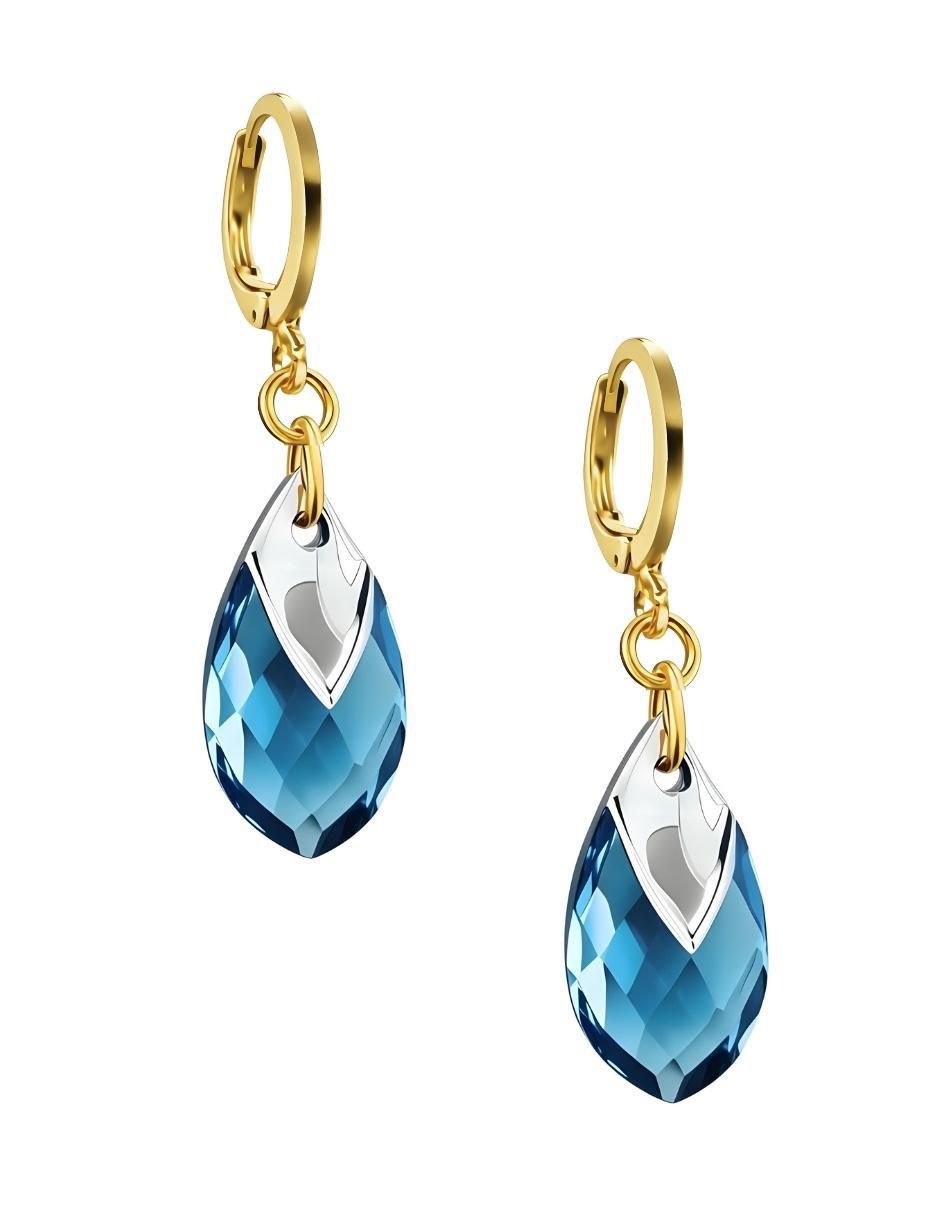 Aretes y collar de gota Aurore 18 k cristal 5