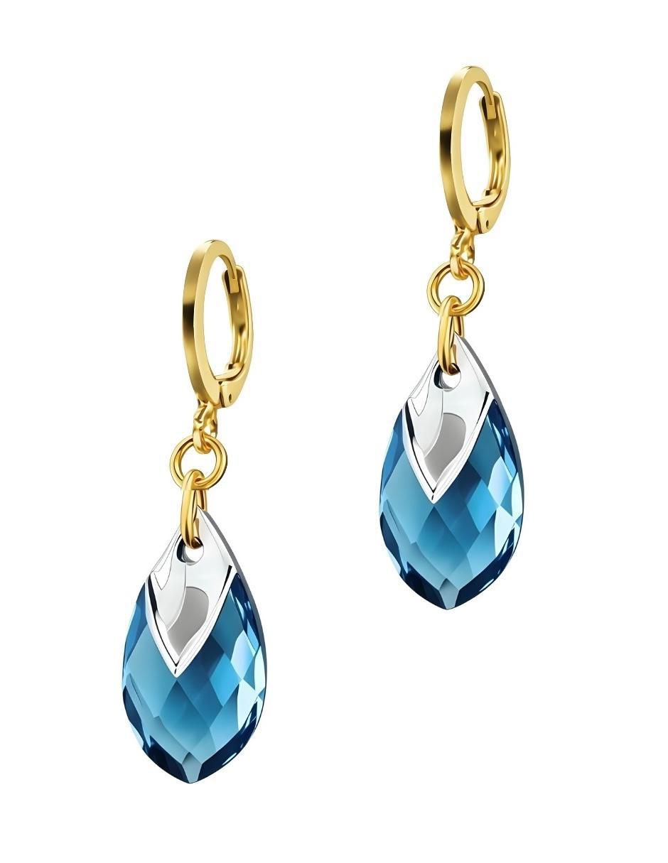 Aretes y collar de gota Aurore 18 k cristal 6