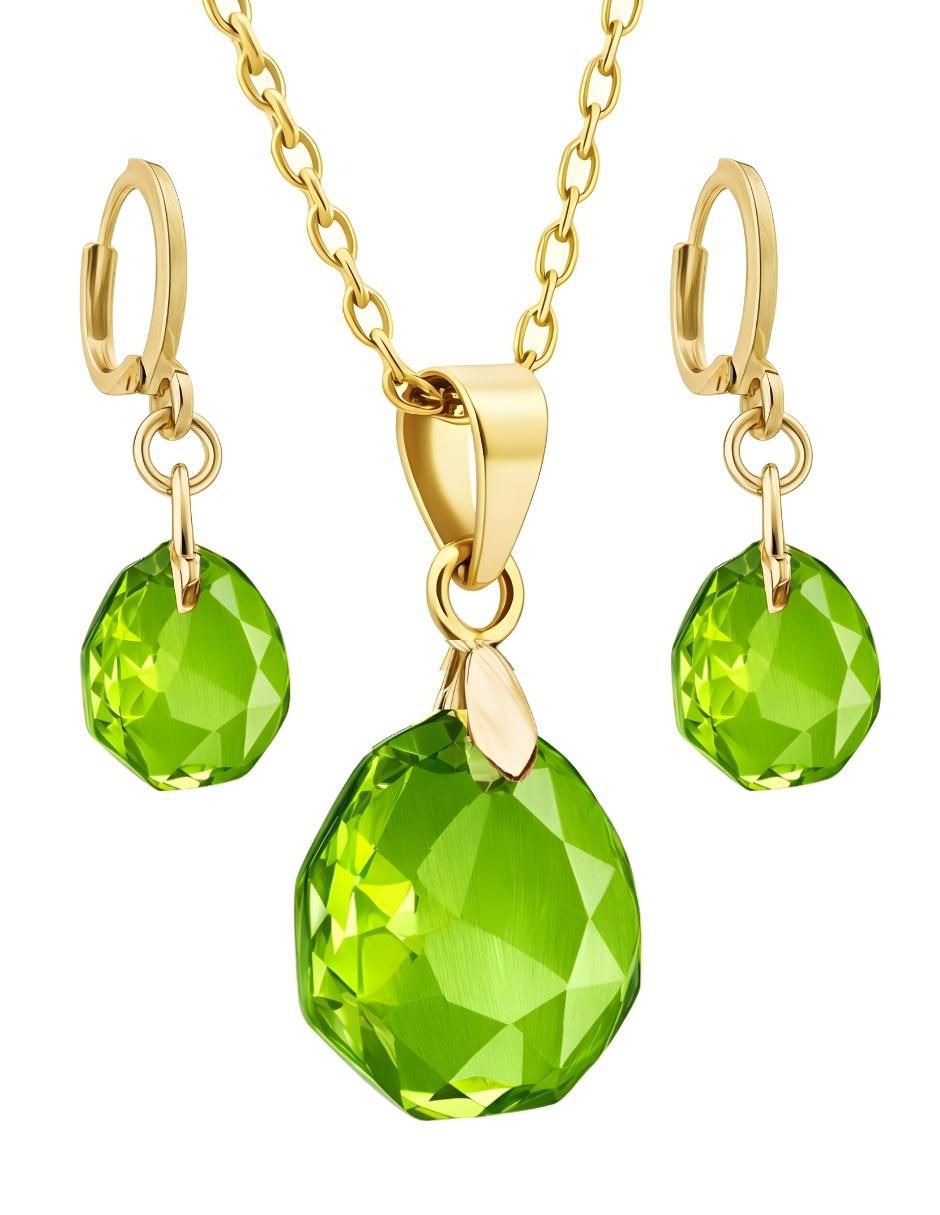 Aretes y collar de gota Aurore 18 k cristal Aretes y collar de gota Aurore 18 k cristal