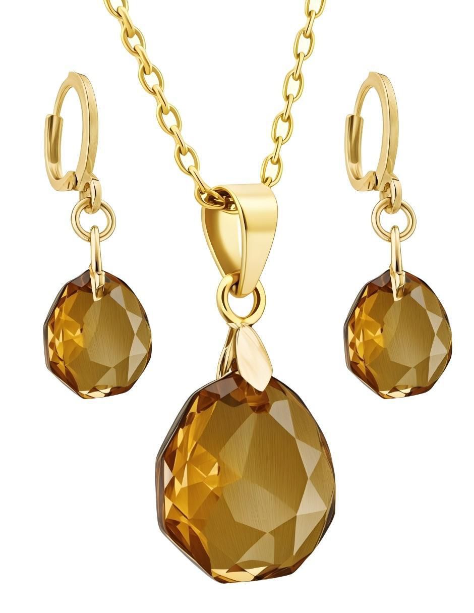 Aretes y collar de gota Aurore 18 k cristal Aretes y collar de gota Aurore 18 k cristal