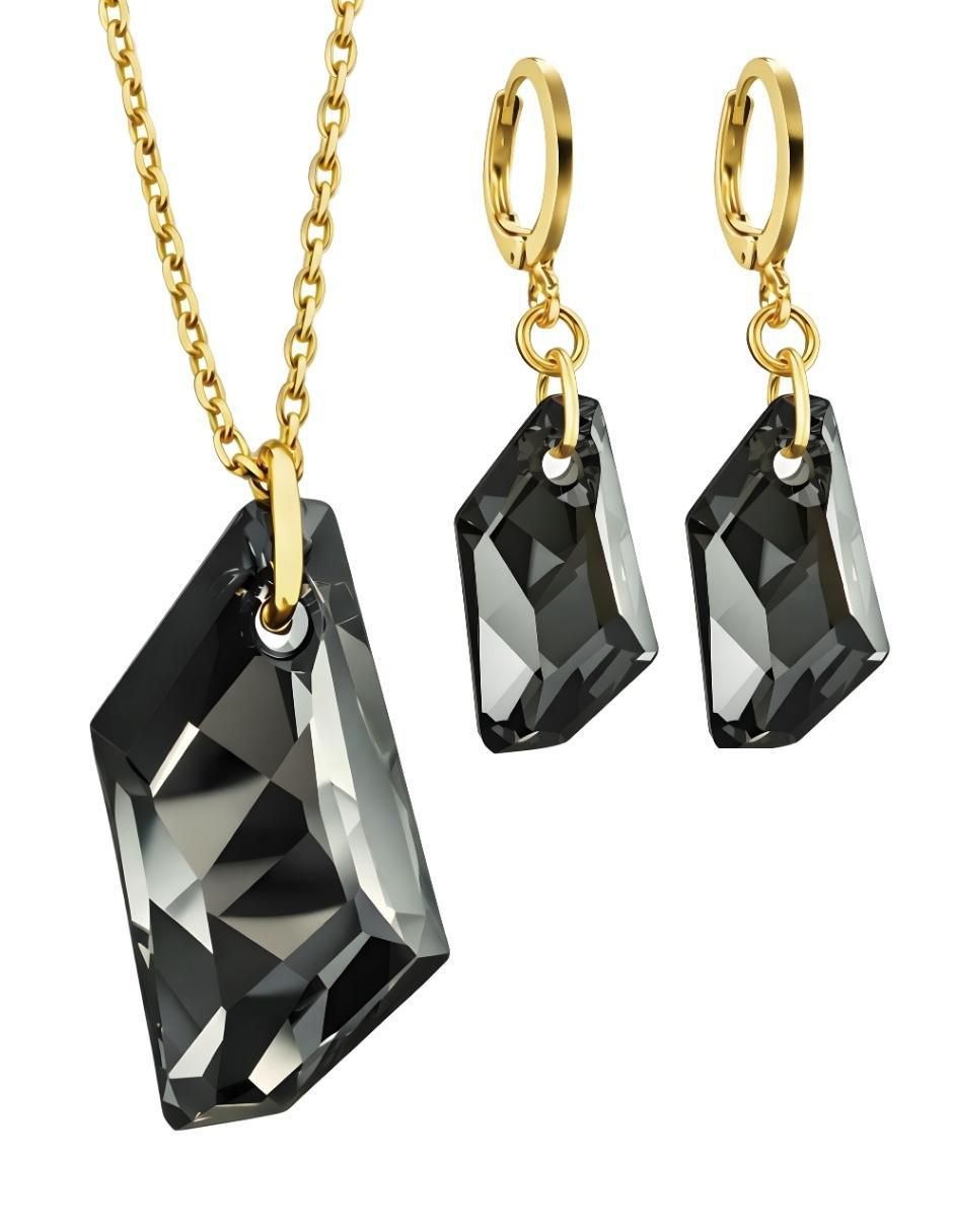 Aretes y collar Aurore 18 k cristal Aretes y collar Aurore 18 k cristal