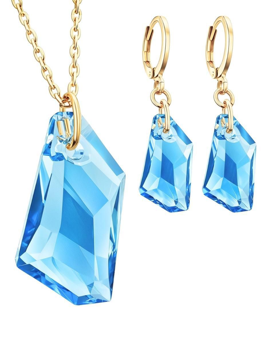 Aretes y collar Aurore 18 k cristal 1
