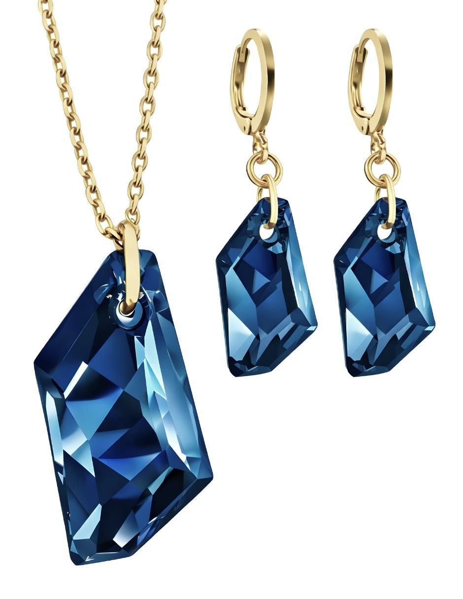 Aretes y collar Aurore 18 k cristal 1