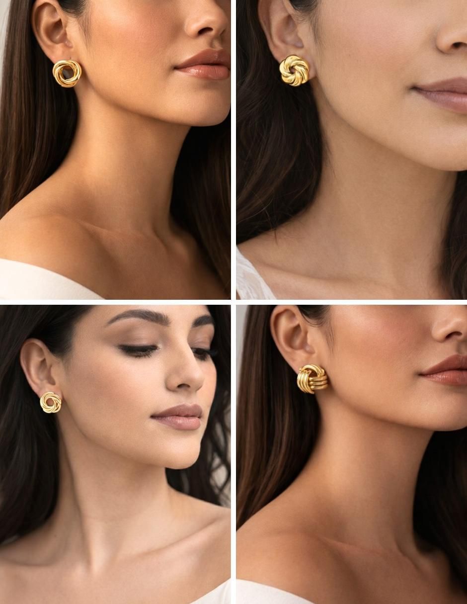 Set de aretes Zvezda Aurore con acabado chapa de oro 18 K