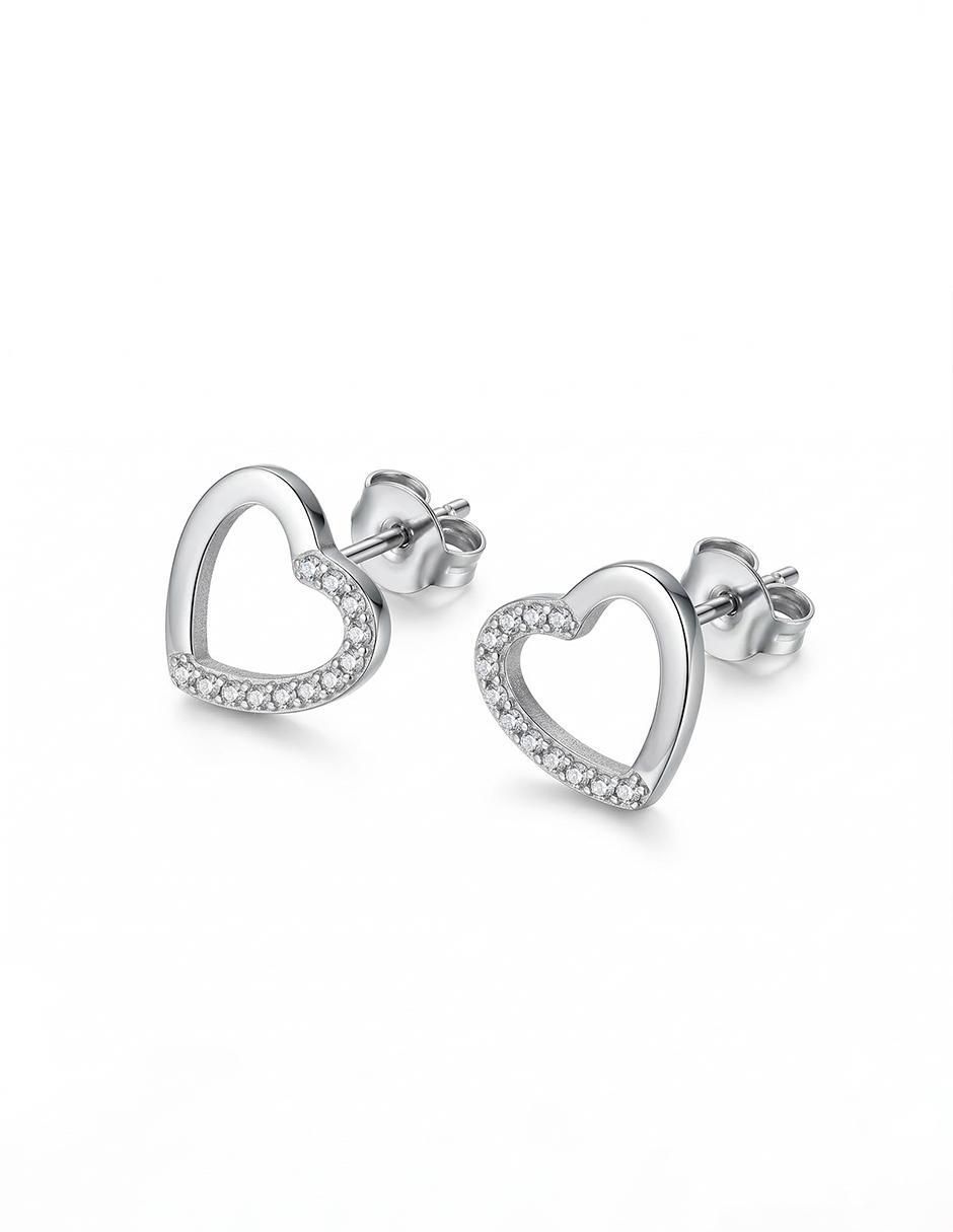 Broqueles de corazón ame jewelry glam pop fantasy con acabado brillante circonita