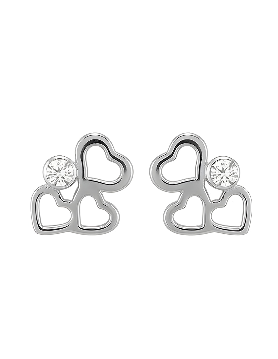 Broqueles de corazón Ame Jewelry Glam Pop Fantasy con acabado brillante circonita