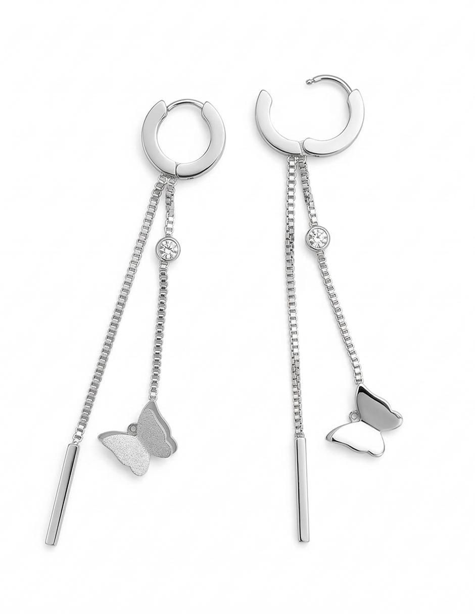 Aretes huggies de mariposa ame jewelry con acabado brillante circonita