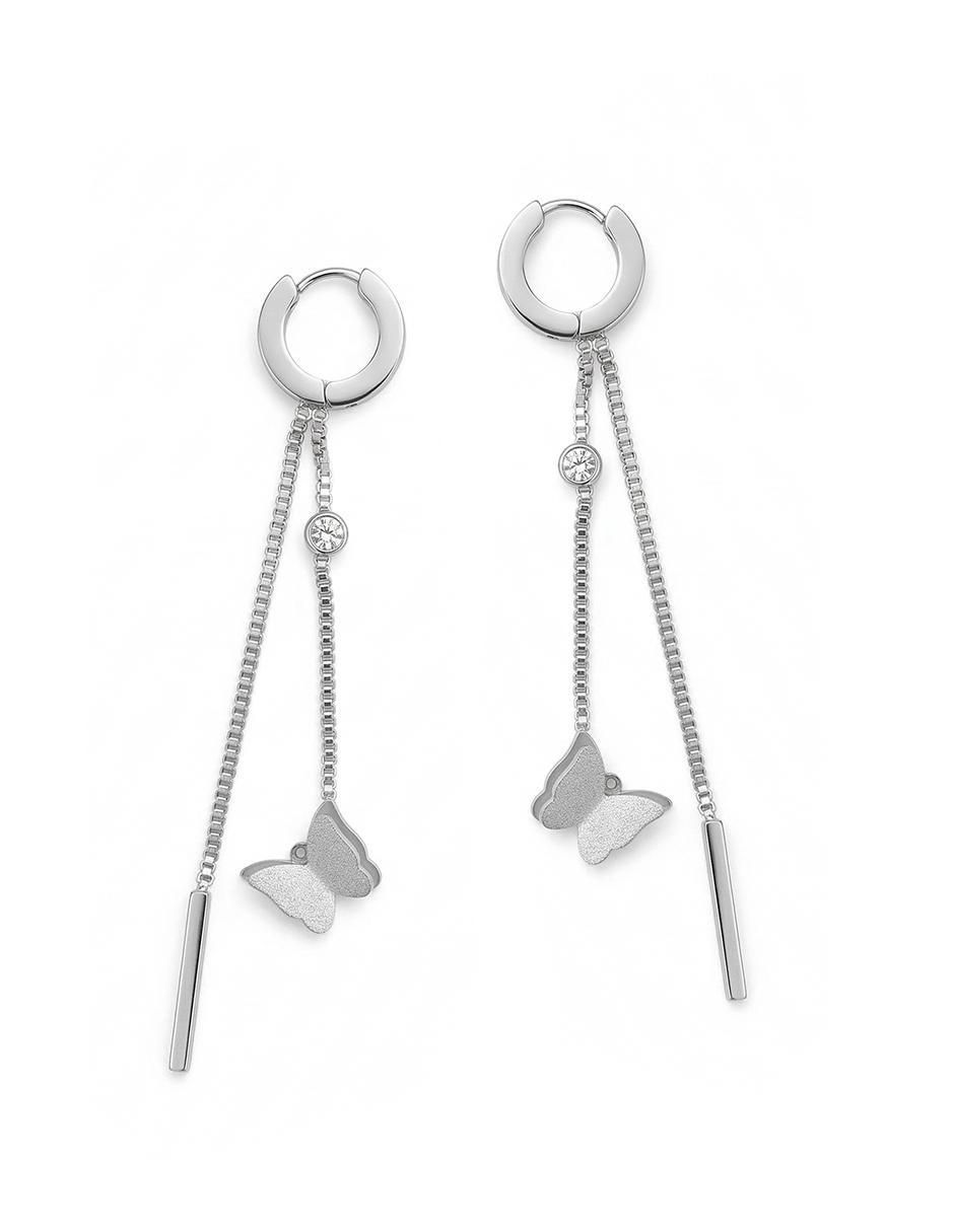 Aretes huggies de mariposa ame jewelry con acabado brillante circonita