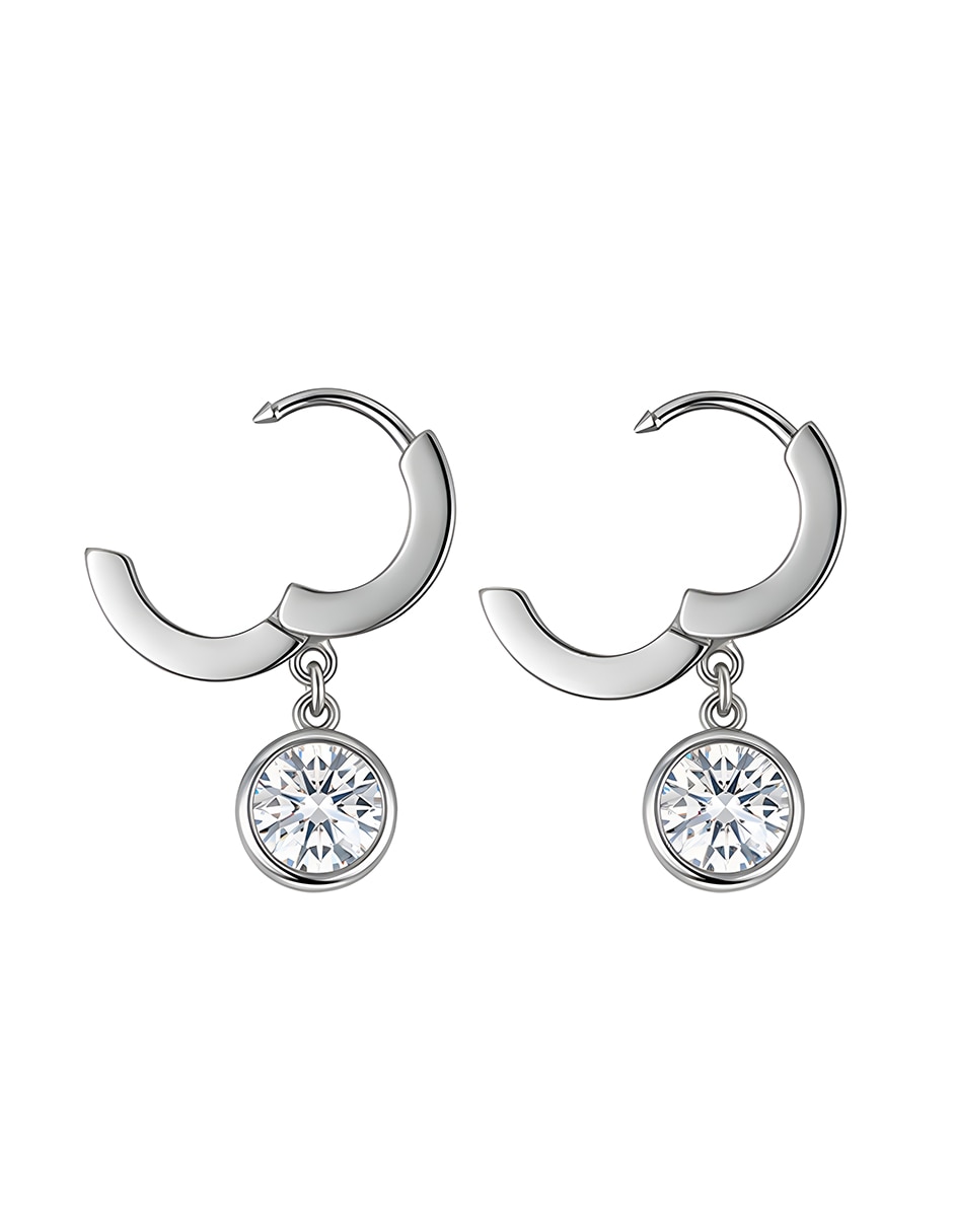 Aretes huggies circulares ame jewelry glam pop fantasy con acabado brillante circonita