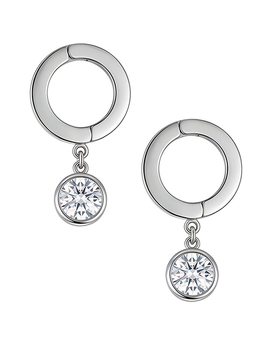 Aretes huggies circulares ame jewelry glam pop fantasy con acabado brillante circonita