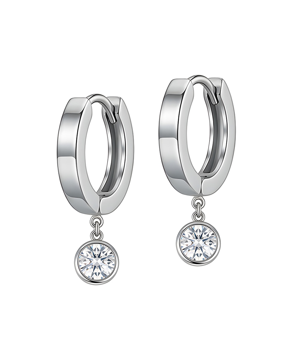 Aretes huggies circulares ame jewelry glam pop fantasy con acabado brillante circonita
