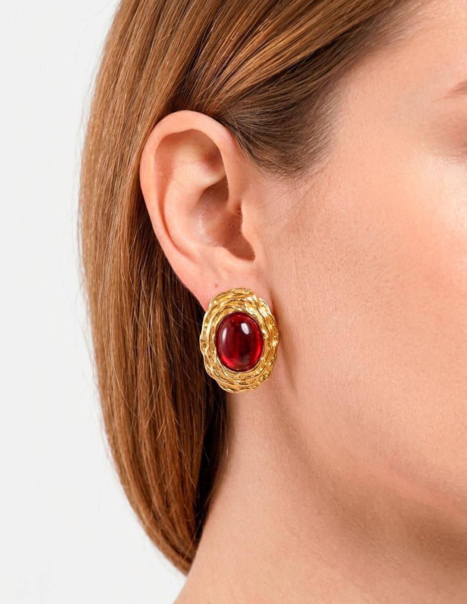 Aretes cortos ovalados Ana Maria Mexico Clásicos Elegantes con acabado brillante