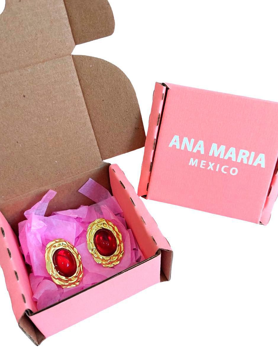 Aretes cortos ovalados Ana Maria Mexico Clásicos Elegantes con acabado brillante