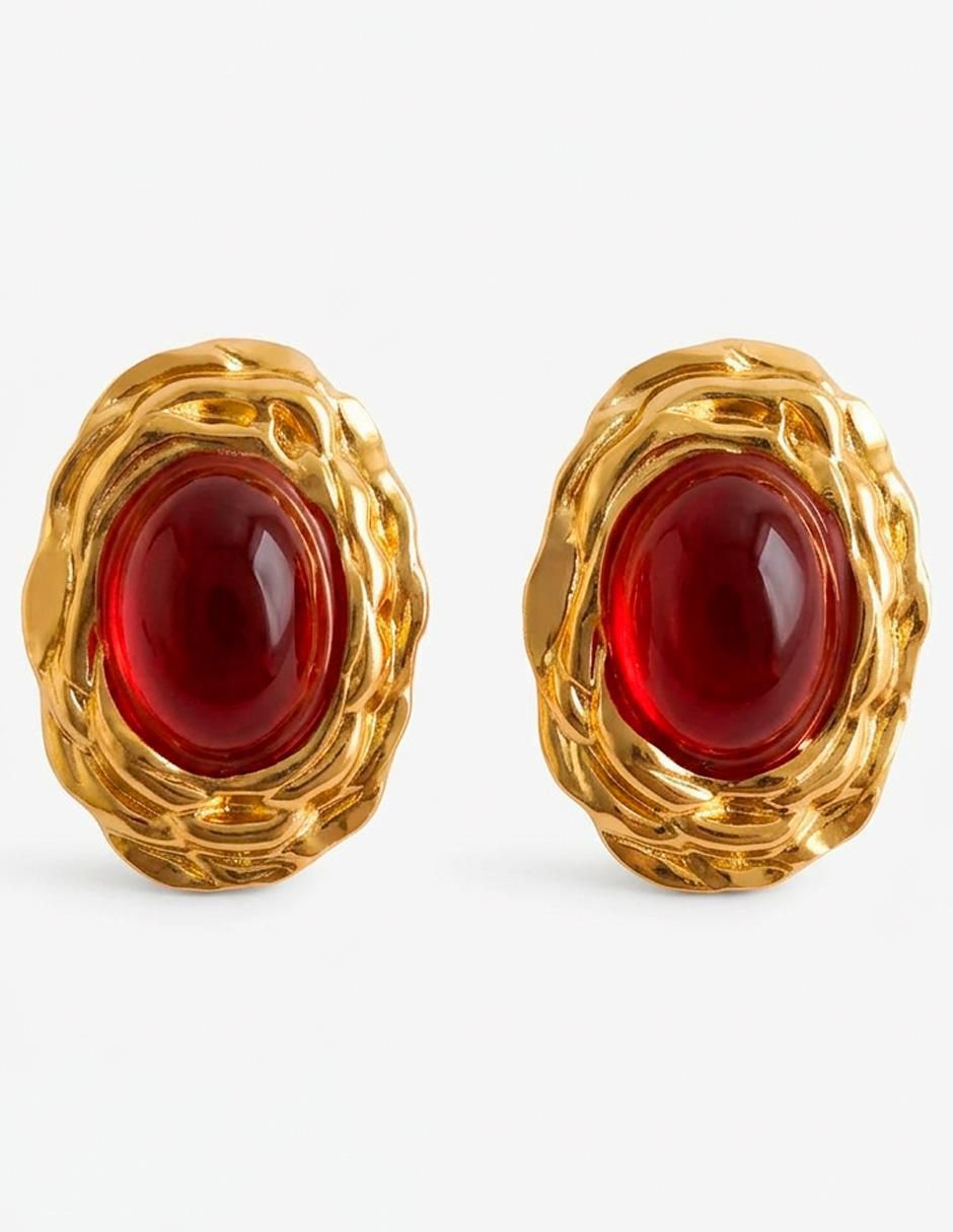 Aretes cortos ovalados Ana Maria Mexico Clásicos Elegantes con acabado brillante