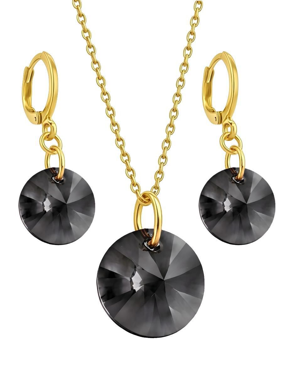 Aretes y collar Zvezda Aurore con chapa de oro 18 K cristal