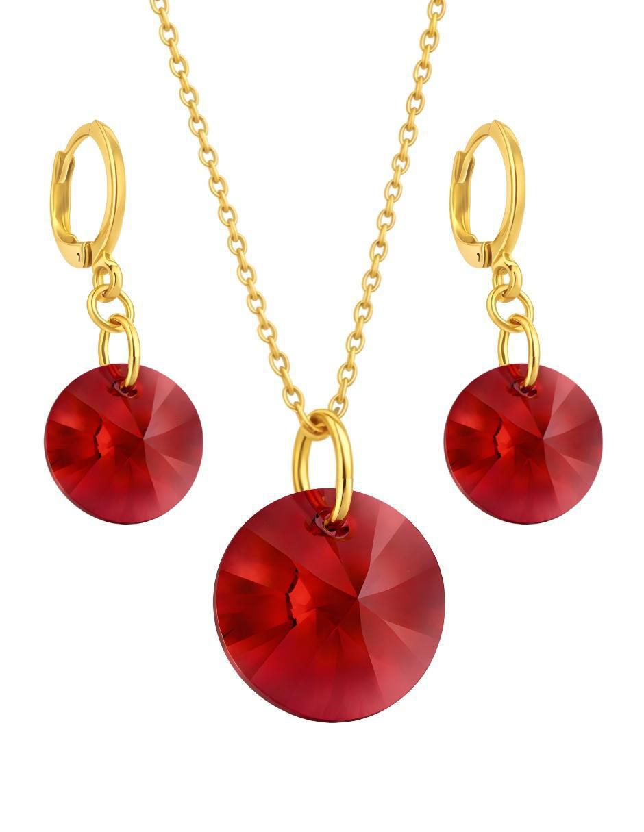 Aretes y collar Aurore chapa de oro 18 K cristal