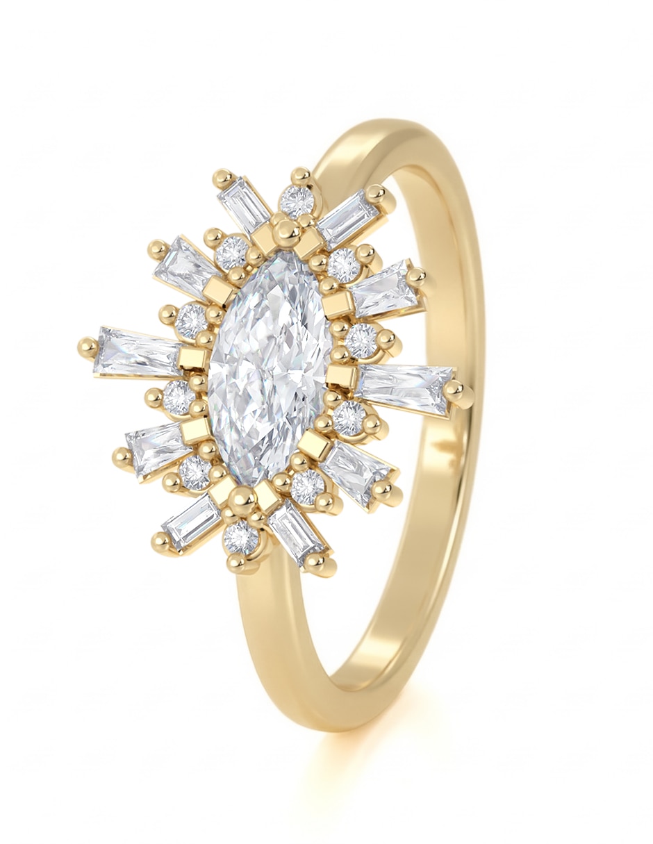 Anillo 14 k de oro zirconia brillante 4