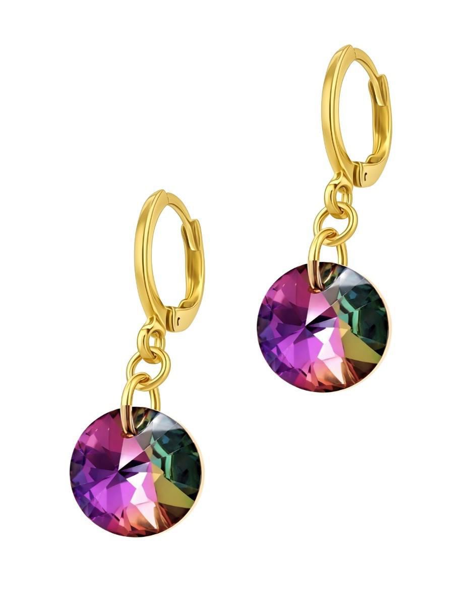 Aretes y collar Zvezda Aurore con chapa de oro 18 K cristal