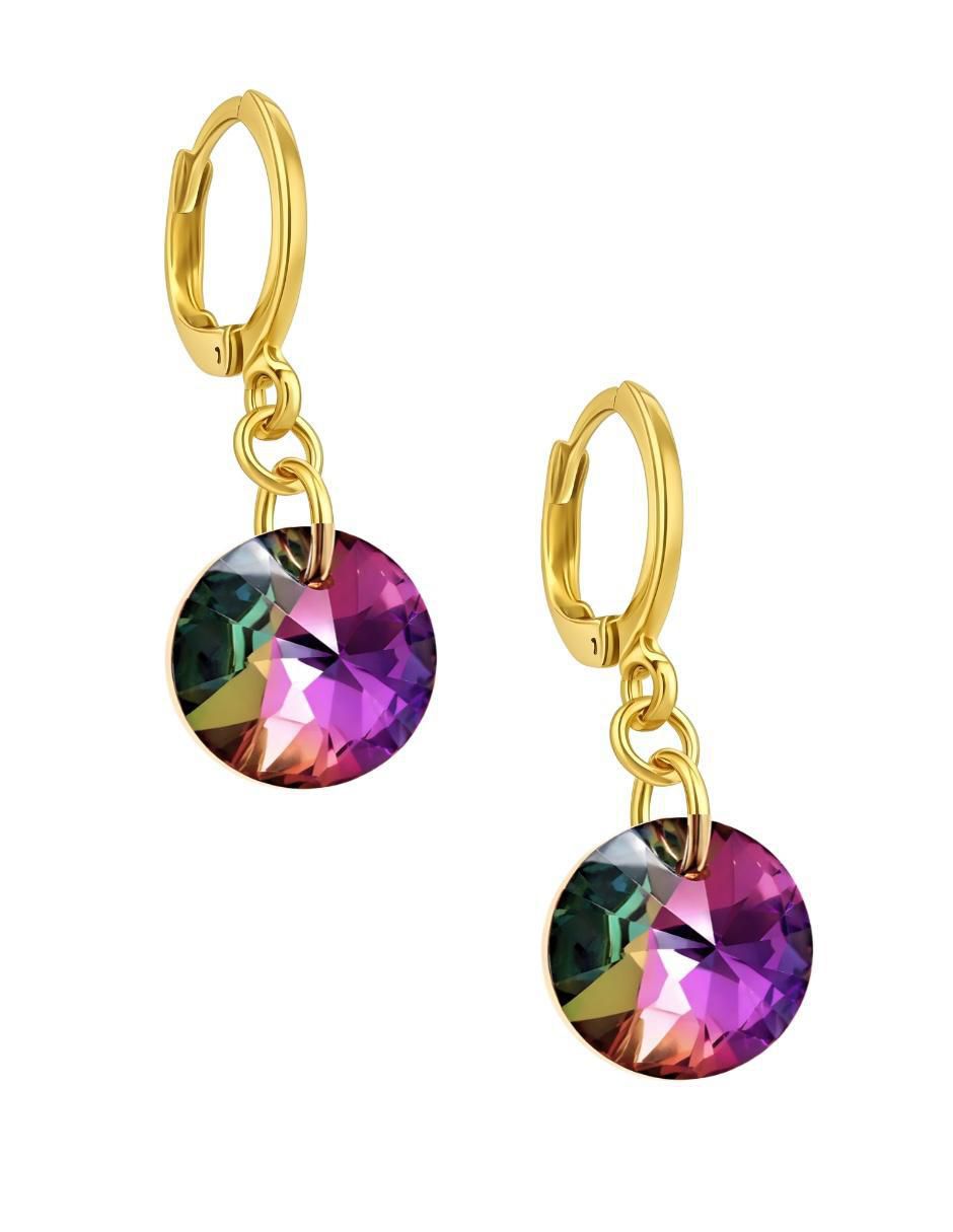 Aretes y collar Zvezda Aurore con chapa de oro 18 K cristal