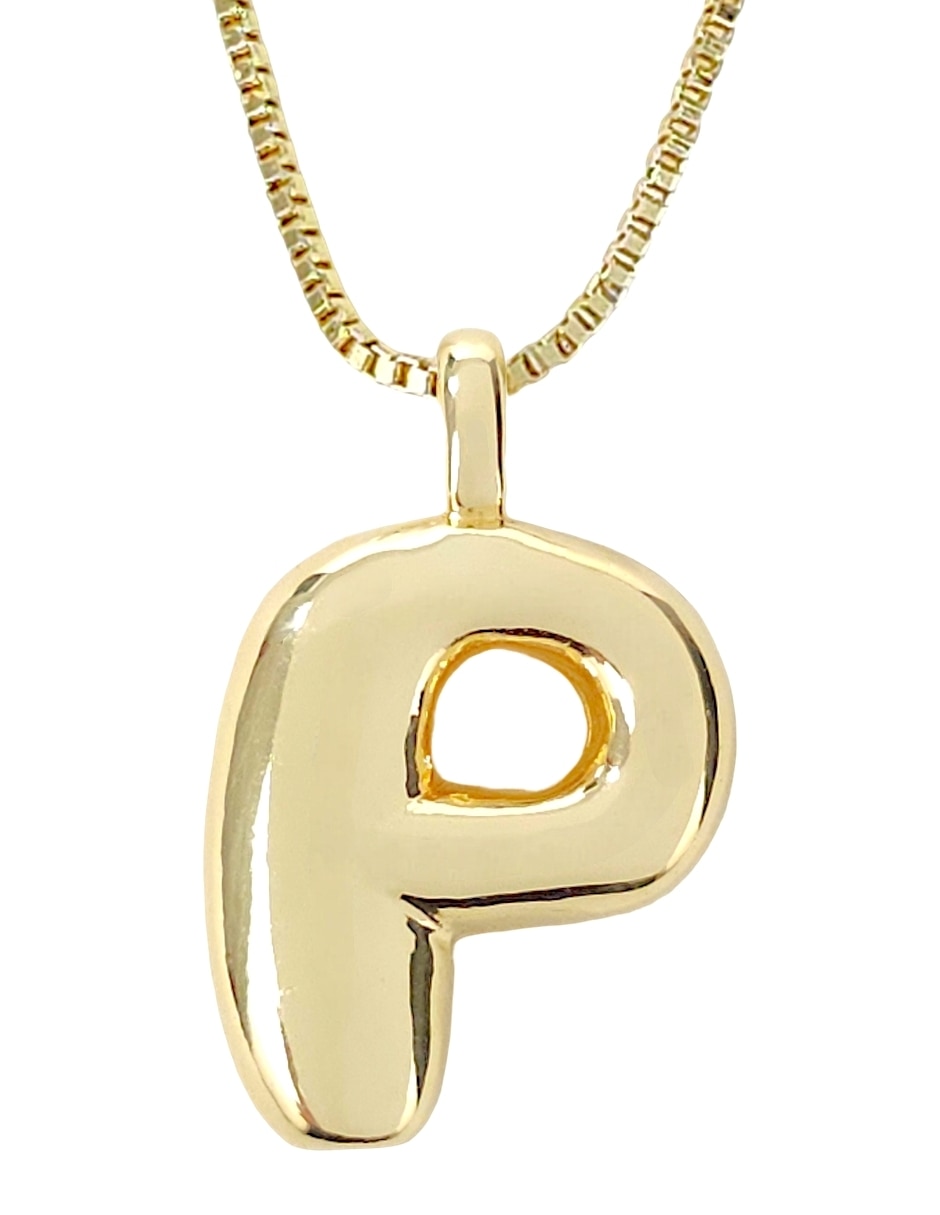 Collar con dije de letra p de oro laminado 18 k