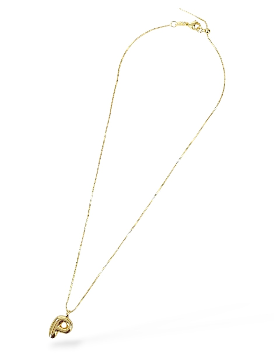 Collar con dije de letra p de oro laminado 18 k 5