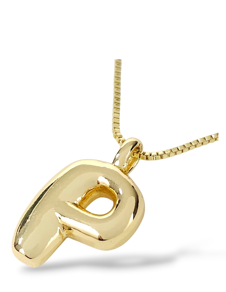 Collar con dije de letra p de oro laminado 18 k