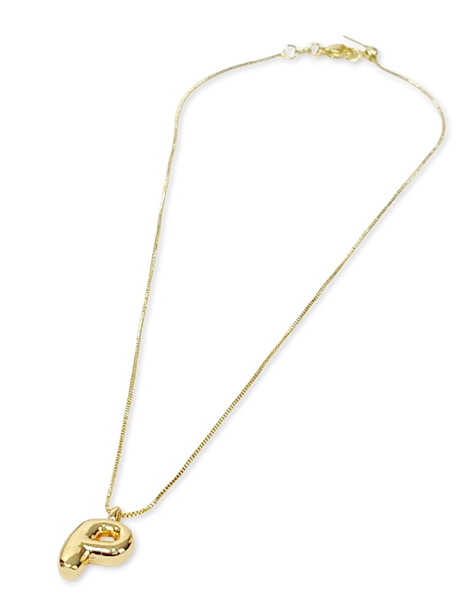 Collar con dije de letra p de oro laminado 18 k 6