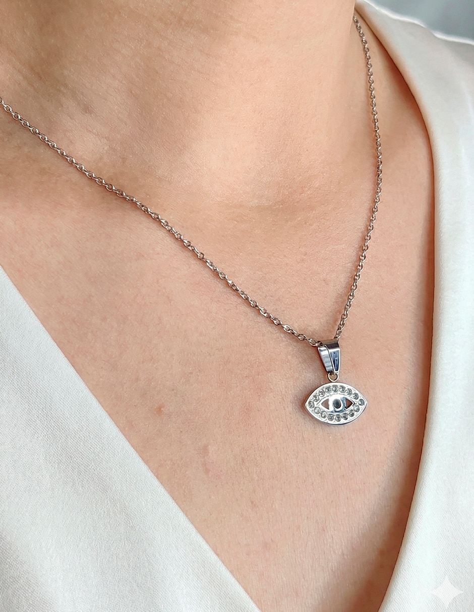 Collar de ojo Ame jewelry Glam pop fantasy de acero inoxidable