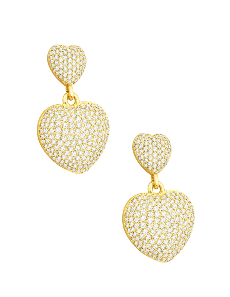 Aretes y collar de corazón Zvezda Aurore con chapa de oro 18 K circonita