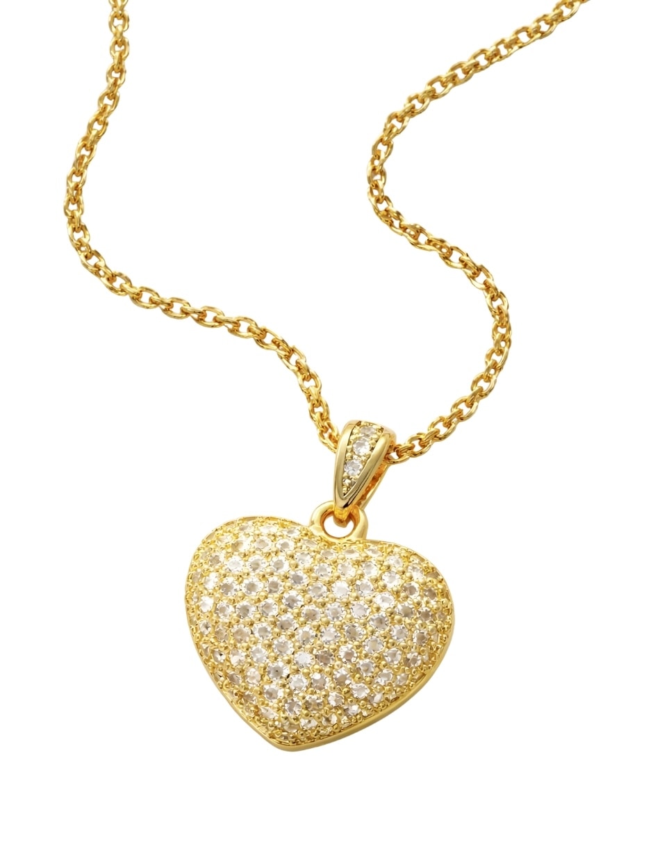 Aretes y collar de corazón Zvezda Aurore con chapa de oro 18 K circonita