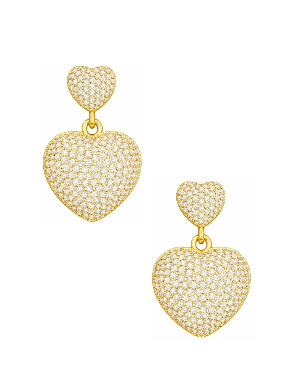 Aretes y collar de corazón Zvezda Aurore con chapa de oro 18 K circonita
