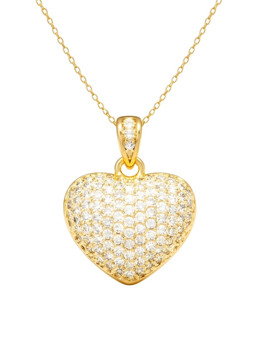Aretes y collar de corazón Zvezda Aurore con chapa de oro 18 K circonita