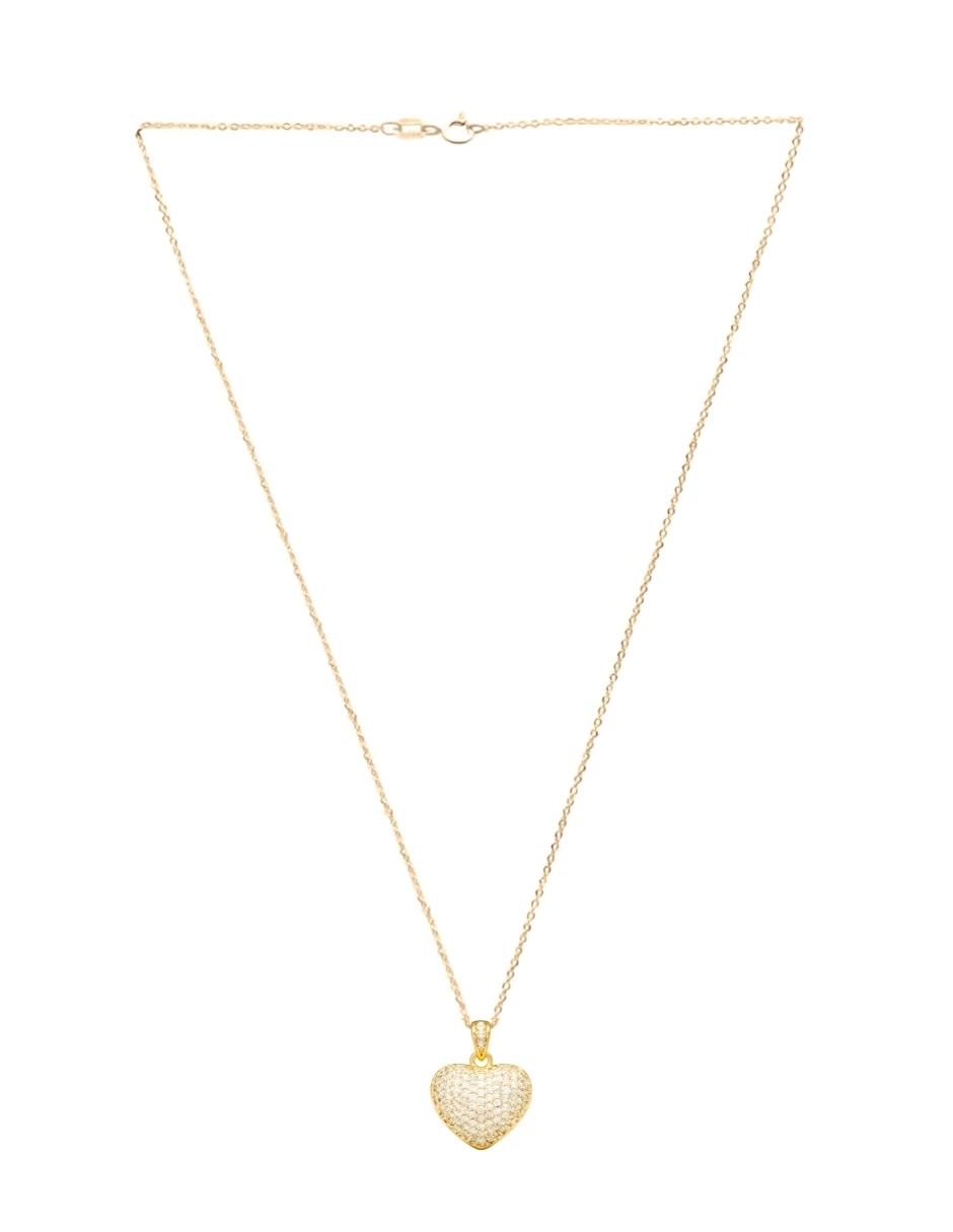 Aretes y collar de corazón Zvezda Aurore con chapa de oro 18 K circonita