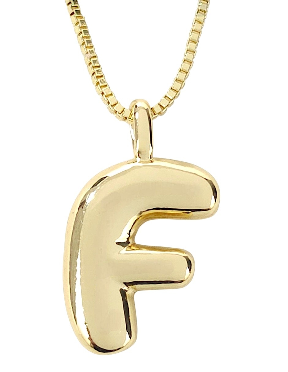 Collar con dije de letra f de oro laminado 18 k