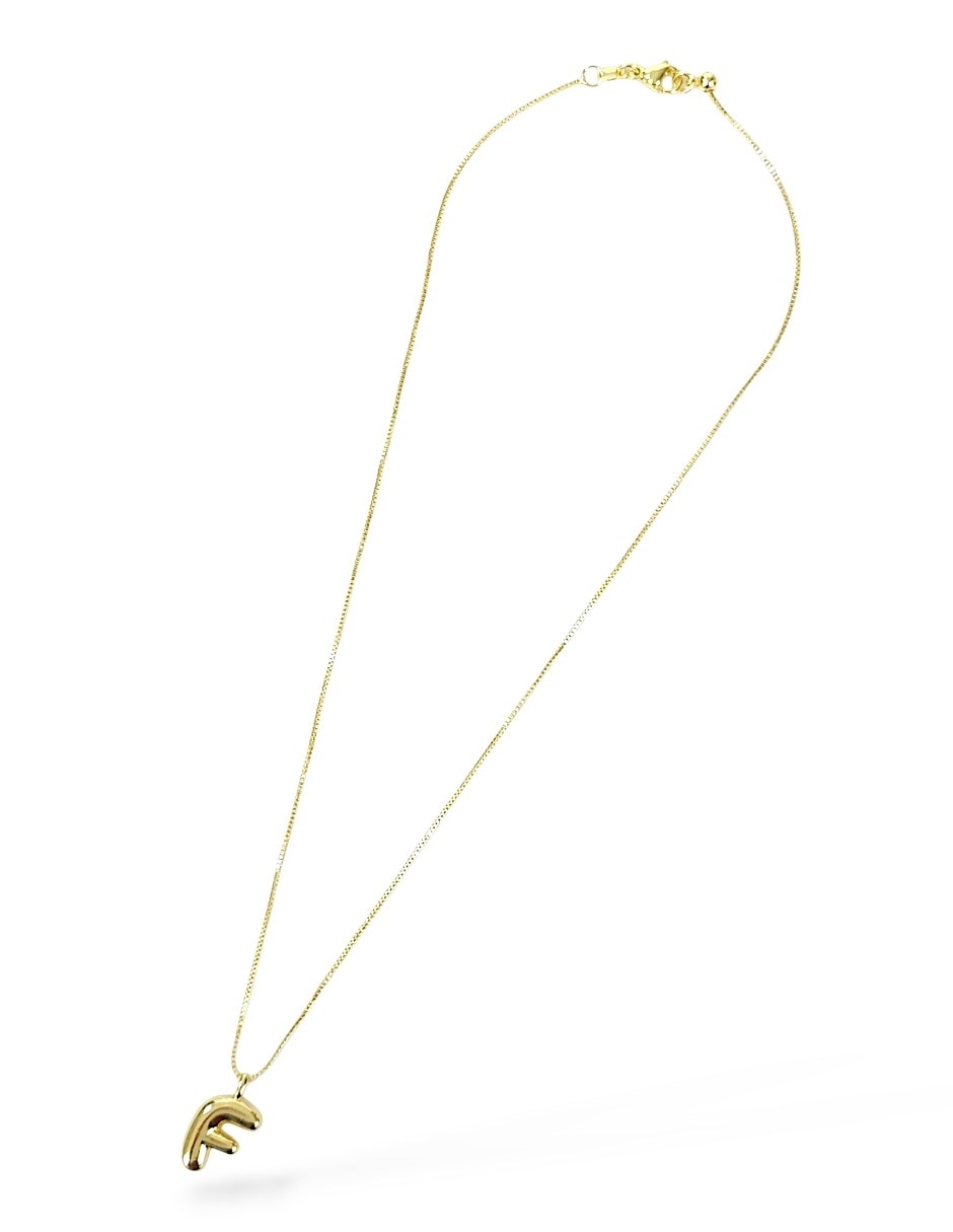 Collar con dije de letra f de oro laminado 18 k 5