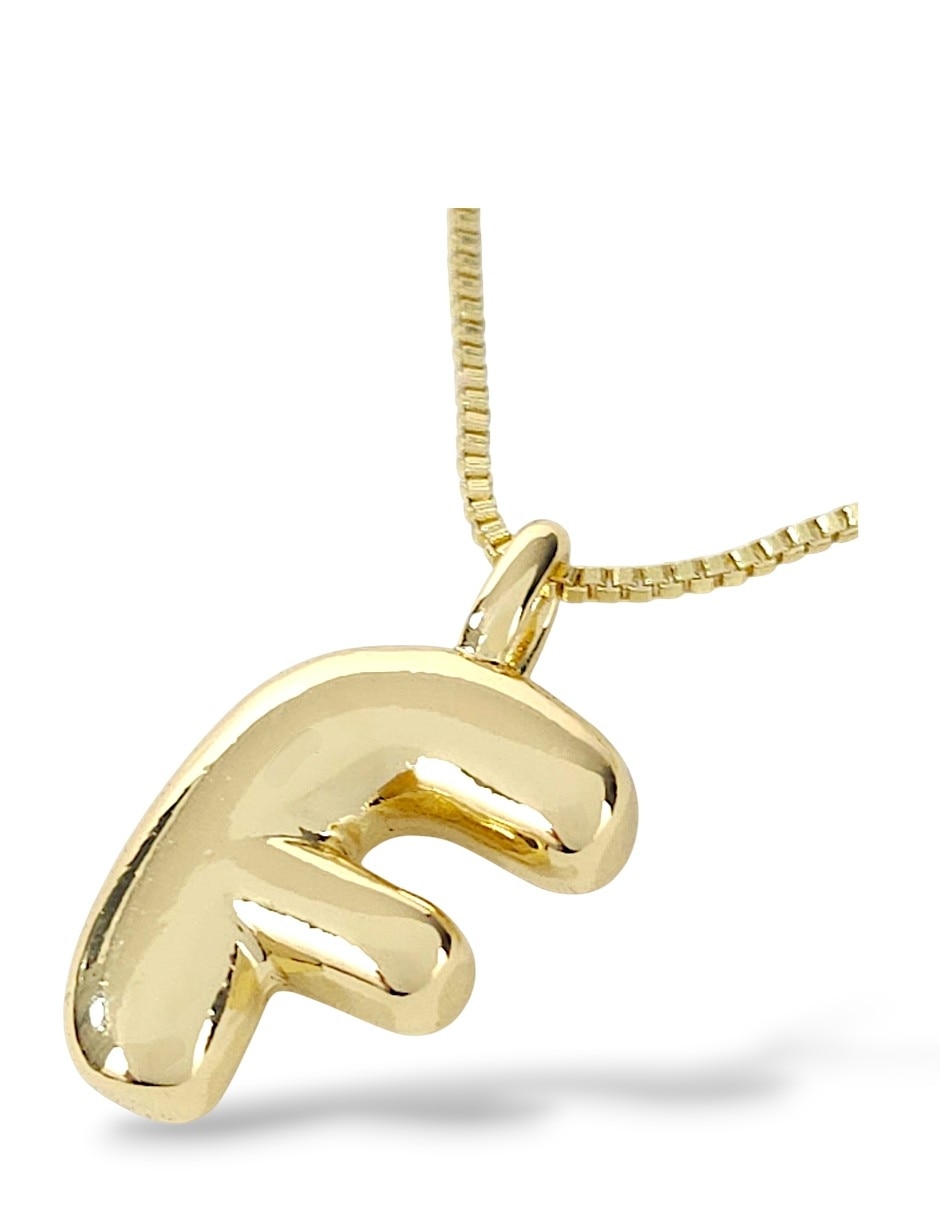 Collar con dije de letra f de oro laminado 18 k