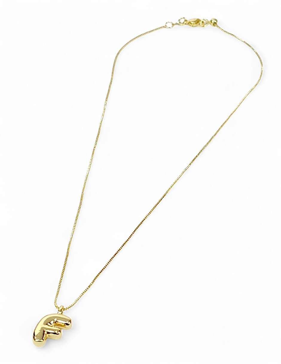 Collar con dije de letra f de oro laminado 18 k