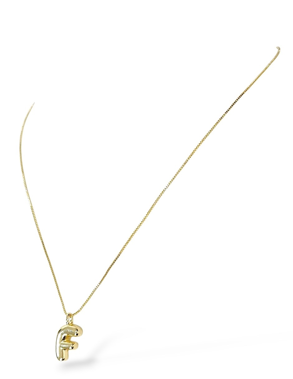 Collar con dije de letra f de oro laminado 18 k 6
