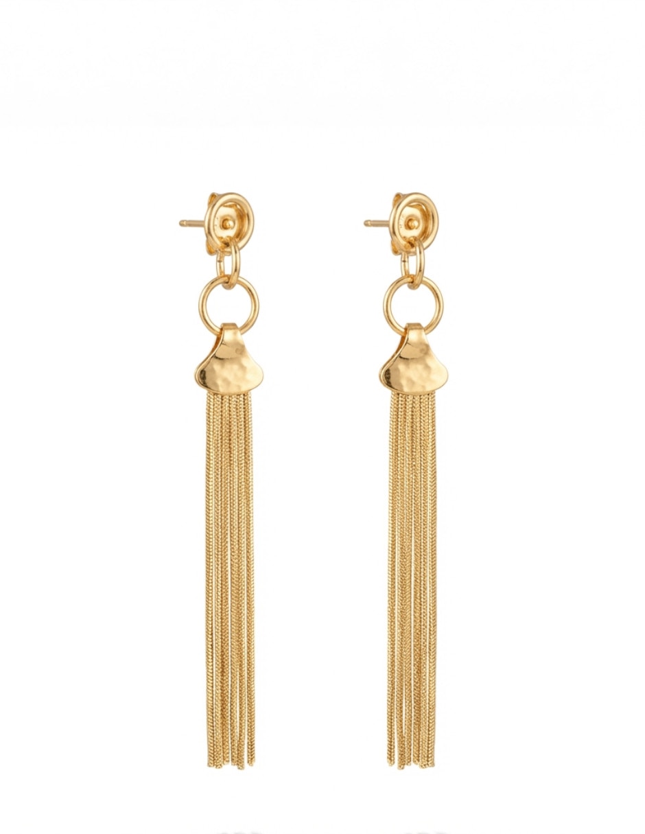 Aretes largos de oror laminado 18 K Aretes largos de oror laminado 18 K