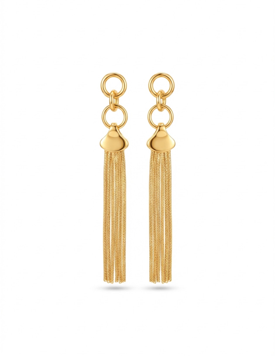 Aretes largos de oror laminado 18 K