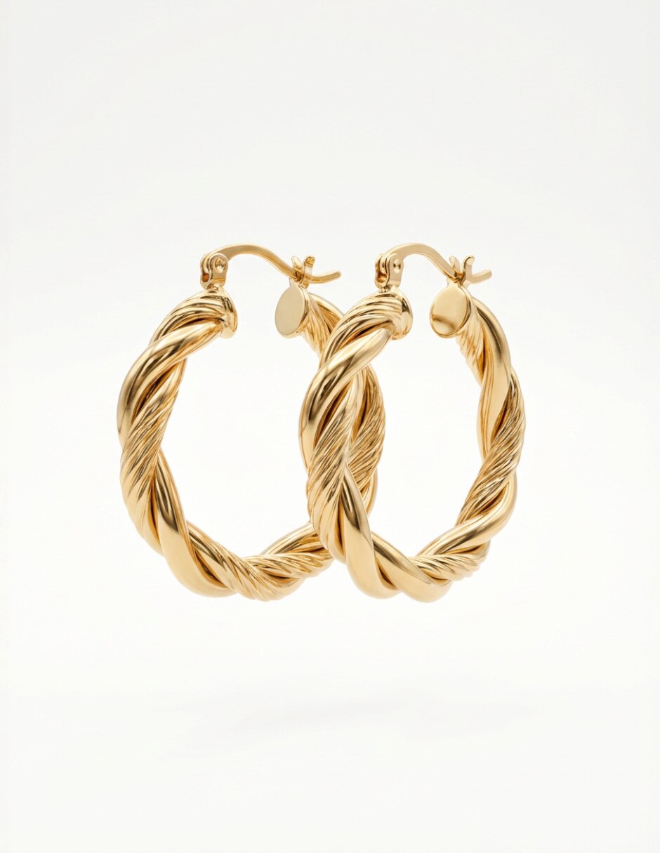 Arracadas de oro laminado 18 K con acabado texturizado Arracadas de oro laminado 18 K con acabado texturizado