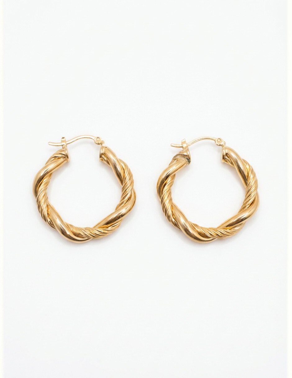 Arracadas de oro laminado 18 K con acabado texturizado 2